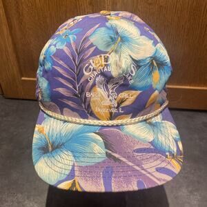 Vtg San Sun 80s Hawaiian Tropical Snapback Hat Rope Chautauqua Lake Buzzville IL
